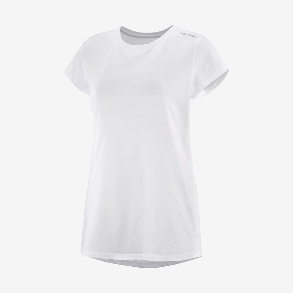 T-Shirts Salomon Femme Blanche - Salomon OUTLIFE SCOOP HEM W - France (7361-IENBR)